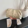 Suministro Exclusivo Transfronterizo de Bolsos Nuevos para Mujer, Bolso Cruzado de Hombro con Cadena Metálica Plisada, Bolso de Mano de Lujo Ligero para Mujer