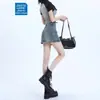Falda Corta de Mezclilla Azul Claro para Mujer, Tendencia de Verano Nueva de Cintura Alta Antiexposición Línea A Bodycon para Figuras Pequeñas