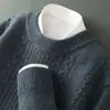 Suéter de lana 100% para hombre de otoño e invierno, grueso y cálido, tejido casual para hombres jóvenes y de mediana edad, venta al por mayor directa del fabricante