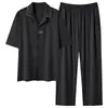 Pijama Masculino de Verão Modal Manga Curta Calça Longa Fino Caimento Relaxado Tamanho Extra Grande 7XL Conjunto de Loungewear de Alta Qualidade