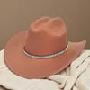 Sombrero de Sol con Ala Grande Estilo Vaquero Occidental Sentido Avanzado Estilo Étnico Sombrero de Fieltro Vacaciones Turismo Cortavientos Accesorios para Escenario Sombrero de Copa