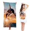 Toalla de Playa de Capas de Venta Caliente Dos en Uno 90% de Descuento Mochila Portátil de Almacenamiento Transfronteriza Toalla de Playa Impresa de Microfibra Bolsa Todo en Uno