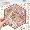 Pegatina de paisaje PET con microtinta, cabaña visual en miniatura estéreo 3D, escena, pegatina de dibujos animados para niños, descompresión, cuenta manual