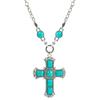 Moda europea y americana collar vintage para mujer cadena de cruz turquesa accesorios para la ropa cadena clásica para suéter sensación de alta gama