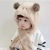 Gorro de Bebê Outono e Inverno Gorro Infantil Cachecol Tudo-Em-Um Forrado com Lã Espessado Bonito Super Fofo Gorro Pulôver de Menino