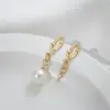 Retenção de Cor Forte Ouro 14K Banhado Zircônia Corrente em Forma de U Porta-Contas Olho de Carneiro Brincos Feitos à Mão DIY Acessórios para Brincos de Pérola