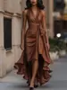 Estación Independiente 2025 Aliexpress Amazon Popular de Venta Caliente Elegante Irregular Vestido de Mujer con Volantes