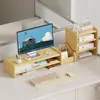 Elevador de escritorio de computadora con cajones para almacenamiento de oficina, soporte de monitor de escritorio y base elevada