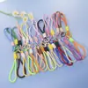 Pin Frijol Tejido a Mano Corto Lanyard para Llaves Llavero de Muñeca Simple Colgante de Bolsa de Color Material Accesorios