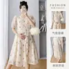 Vestido de maternidade foto real 2023 Verão novo bordado cintura alta emagrecedor decote V manga bufante floral linha A vestido de amamentação