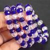 Pulseira de cristal facetado misto de 8mm Branca mais azul contas ábaco de cristal pulseira diamante esculpida entrega em uma peça