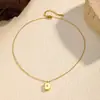 Collar Colgante Geométrico de Acero de Titanio Estilo Lujo Ligero Cadena para Clavícula Estilo Ins para Mujer Acero Inoxidable Simple Moda Chapado en Oro 18K Joyería