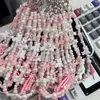Cadena para Teléfono Móvil de Cachorro de Dibujos Animados Rosa Linda Casera Colgante de Decoración de Bolsa de Cachorro de Perla de Mariposa Colorida Colgante CCD