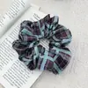 Scrunchie Miaode Estilo Coreano Retro Color-Blocking Bolinhas Xadrez para Mulheres, Elástico de Tecido Grande de Alta Qualidade e Elegante