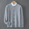 Baicai Rong Outono/Inverno Novo Cardigã de Lã Liso Masculino Suéter de Tricô Trançado Jaqueta de Tricô Business Casual para Adolescentes