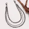Cadena de Cintura Metálica Multicapa Hip-Hop Europeo y Americano, Cadena Retorcida de Color Negro Gunmetal Moderna y Única, Cadena Versátil para Jeans