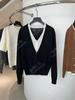 Cardigan de Tricô Yuran 26 Estilo Novo de Início de Primavera Lã de Seda Toque de Pele Gola Fina Tricotado Falso Duas Peças