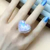 Anel de Diamante Popular Amor Transfronteiriço Estilo Nicho Tridimensional Coração Brilhante Transparente Estilo Ins Anel Atacado