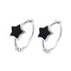 Estilo Doce Cool Fivela de Orelha Coração com Gotejamento de Óleo Preto Argola de Orelha Pentagonal Estrela Simples Mini Brincos de Amor da Moda para Mulheres