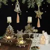 Juego de Candelabros Navideños Decoraciones Bandeja Dorada de Hierro para Velas Reno Árbol de Navidad Adornos Creativos de Escritorio Festivos