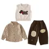 Conjunto de Ropa de Primavera para Niños 2026 Nuevo Elegante Moda Infantil Suéter Chaleco de Dibujos Animados Conjunto de Tres Piezas para Primavera y Otoño