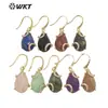 WT-E688 Pendientes Cortos de Gancho para Mujer Estilo Noble y Frío Piedra Semipreciosa Circonita Microincrustada para Regalo de Cumpleaños de Niñas