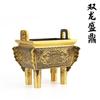 Trípode de cobre al por mayor de fábrica, decoración, doble dragón, shengding, trípode de cobre negro pulido, trípode cuadrado, apertura, regalo, artesanías al por mayor