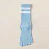 Calcetines de Cinco Dedos 100% Algodón para Mujer, Otoño e Invierno, de Media Pantorrilla, Antideslizantes, Antiolor, Antibacterianos, Sin Costuras, Calcetines Largos Completamente de Algodón para Invierno