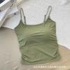 Verão ice ribbon chest pad plissado pequeno camisola slim-fit das mulheres slim-fit emagrecimento bela cinta chest pad desgaste exterior hot girl top