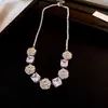 Set de Collar y Pendientes Flor de Diamante Vintage de Segunda Mano Lujo Accesible Cadena Alta para Clavícula Collar Estilo Palacio para Mujer