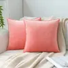 Directo de fábrica terciopelo simple color sólido almohada funda de almohada almohada de cama cojín de borde para sofá dormitorio