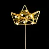 Hermosa Decoración de Pastel de Perlas Cumpleaños Horneado Hueco Alambre de Hierro Dorado Plateado Bandera de Estrella Hierro Forjado Estrella de Cinco Puntas Enchufe
