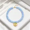 Collar con colgante de letra de 14 quilates para mujer, joya de piedras preciosas de colores, joyería de playa de verano, gran oferta en Amazon