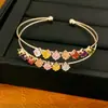 Pulsera abierta con forma de diamante geométrico adornada con circonita, pulsera elegante y única estilo coreano, joyería de nicho de lujo ligero de alta gama al por mayor
