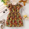 Vestido de Verano Estilo Bohemio Africano con Tirantes y Cuello de Hoja de Loto para Niñas Europeas y Americanas Ropa Infantil Ins
