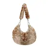 Bolso de hombro de felpa 2026, nuevo bolso de mano vintage de alta gama para otoño e invierno, bolso elegante de lujo ligero, marca nicho coreana