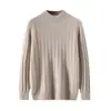 Suéter Masculino Consinee de Cashmere 100% Puro com Trançado Espesso, Gola Alta Meia, 430g, Suéter Quente de Camada Base