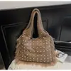 Bolso de Hombro Único de Lana Tejida Estilo Relajado para Mujer 2026 Nuevo Modelo Bolso Tote de Viaje Grande de Gran Capacidad