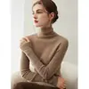 Suéter de Cachemira para Mujer % Cachemira Pura Estilo Nuevo Cuello de Pila Jersey Ajustado Canalé Ajustado Suéter de Punto Cálido