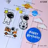 Decoração de bolo astronauta plug-in planeta Aeroespacial aeronave homem do espaço foguete acessórios de panificação de aniversário