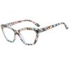 Moda Transfronteriza Floral Montura Pequeña Luz Azul Gafas Ojo de Gato Estilo Europeo y Americano Mismo Estilo Trendy Color Placa Gafas Planas