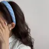 Touca Listrada Azul Sal Marinho Novo Tecido Sarja de Bolinhas Pequenas Faixa de Cabelo com Esponja Presilha de Cabelo Pressionada Moda Faixa de Cabelo