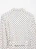 Camisa de Mujer Amazon con Lunares, Atada al Cuello, Cuello Alto, Ceñida a la Cintura, Estilo Corto, Mangas Largas, Top de Diseño Estilo Francés
