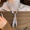 Collar con Bufanda de Seda y Cuentas Estampado Leopardo Retro Diseño de Nicho para Mujer Cadena de Suéter Accesorios de Collar Elegantes Versátiles Nuevo Estilo 2025