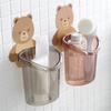 Estante de almacenamiento de cepillos de dientes para niños, inodoro de pared con dibujos animados, bonito soporte para cepillos de dientes sin perforaciones, taza de almacenamiento con drenaje de oso