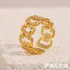 Tendência de Moda Transfronteiriça Europeia e Americana Versátil Anel Pulseira Personalizado Aço Inoxidável Banhado a Ouro 18K Anel Aberto Grande Grade para Mulheres