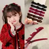 Pinza para el Cabello Trenza de Princesa en Forma de Corazón para Niños, Pinza para Flequillo Lateral, Pinza para el Cabello de Terciopelo Otoño/Invierno, Pinzas para Mechones Rebeldes de la Frente, Accesorios para el Cabello