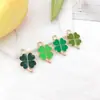 Trevo de Quatro Folhas com Gotejamento de Óleo Verde Acessórios para Joias DIY Pulseira Brincos Chaveiro Pingente de Liga Charme Acessórios