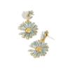 Aretes de Esmalte de Margarita Europeos y Americanos para Mujer de Plata 925 Sencillos Modernos Pequeños de Broche 925 Aretes de Flor Estilo Frío