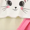 Conjunto Infantil de Verano Lindo Estilo Academia Coreana para Niñas, Camiseta con Estampado de Gato y Falda Plisada, Venta Caliente Transfronteriza